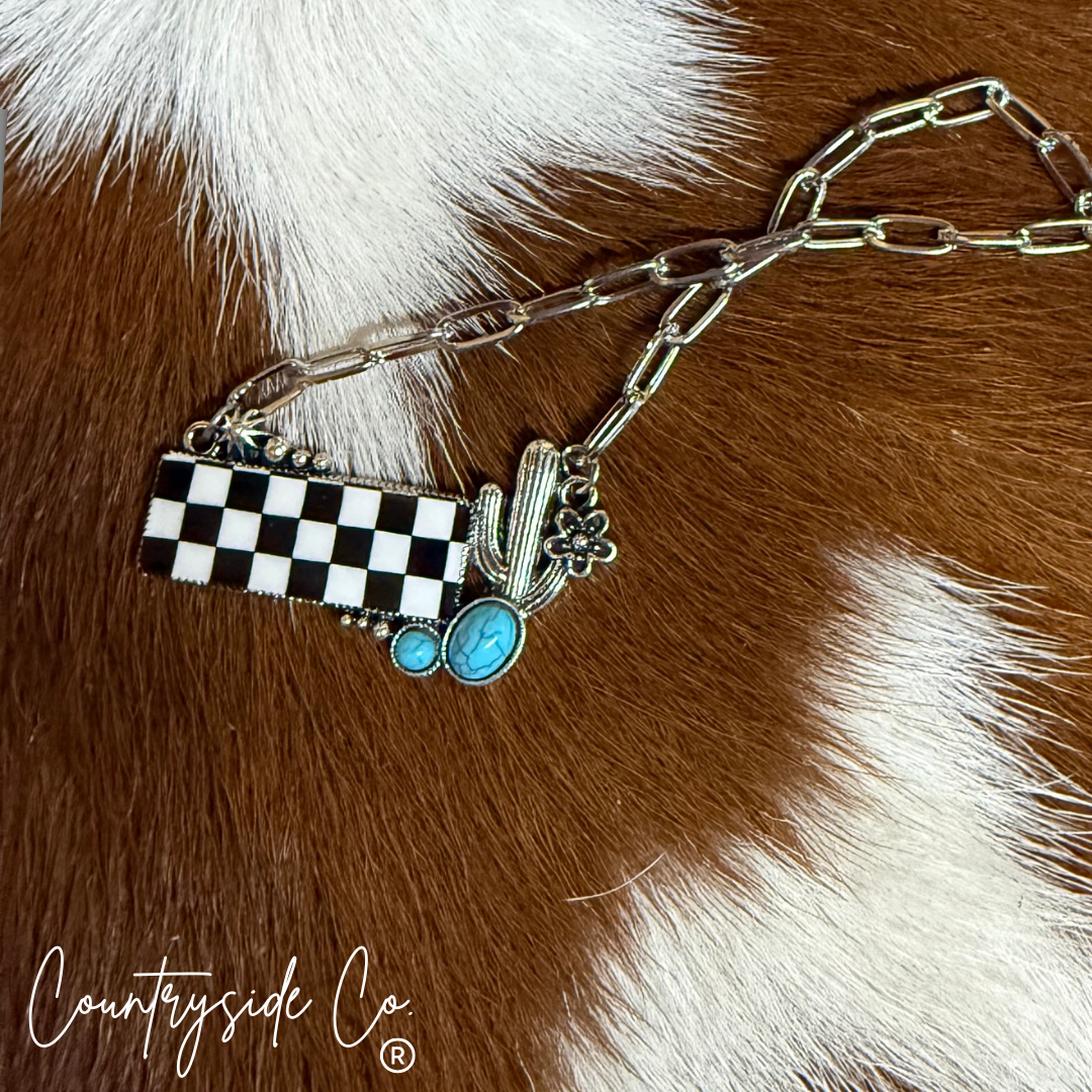 Countryside Co. - Cactus Checkered Bar Necklace
