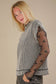 Black Two Tone Ribbed Knit Sweater Vest