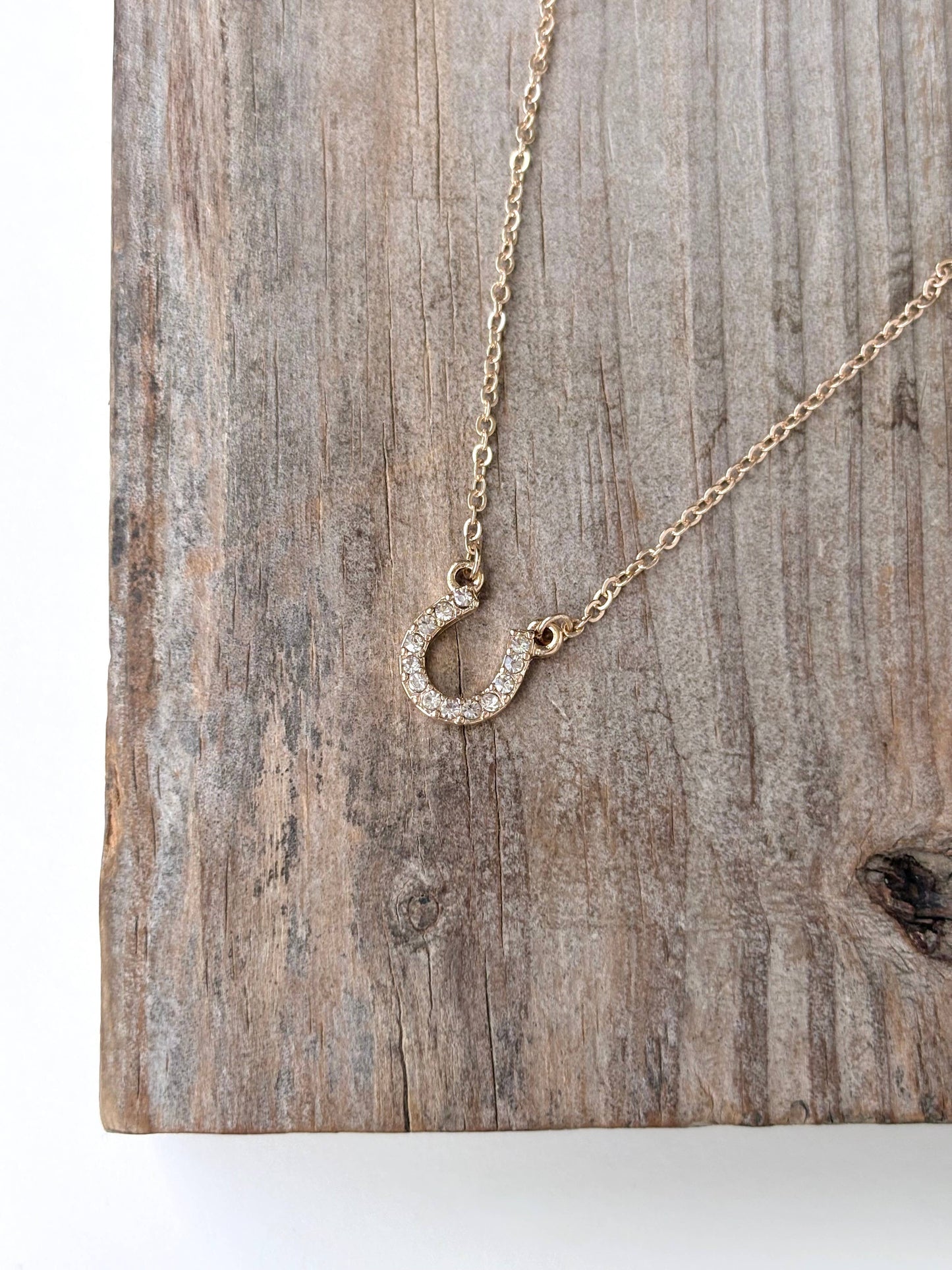Boho Ranch Shop - Dainty Rhinestone Horseshoe Pendant Necklace: 5