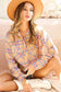 Vine & Love - Collared Pocket Detail Roll-Up Sleeve Plaid Shirt VT70146E: Coral / M
