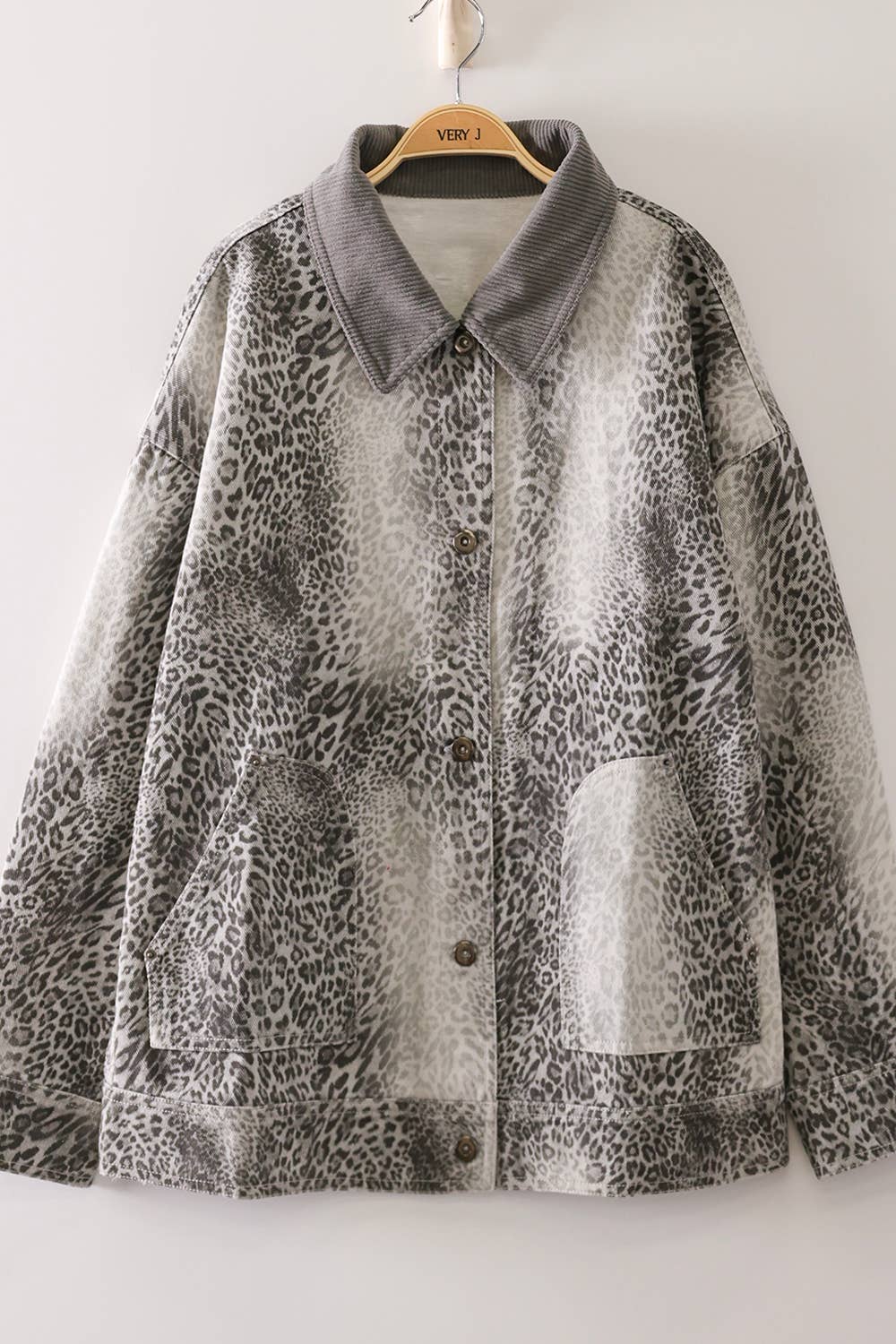 VERY J - NJ90491-Western Animal Print Jacket: MOCHA BAMBI / S-M-L/2-2-2