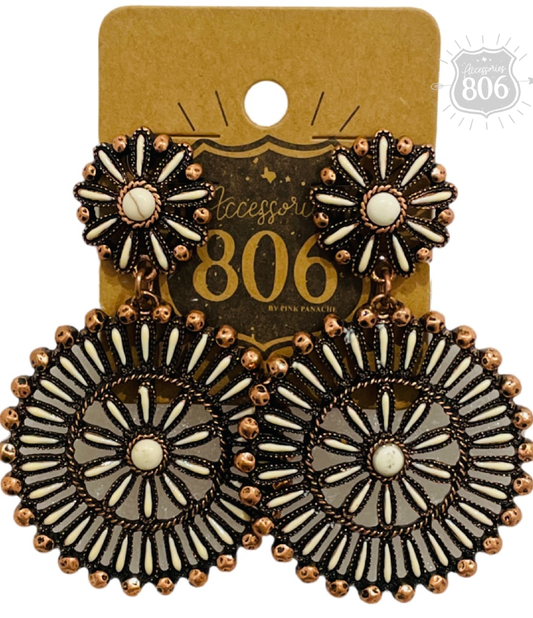 Pink Panache Brands - Southwest round earring: White