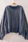 VERY J - NT12764X-PLUS SIZE Vintage Washed Sweatshirt: BLACK / 1XL-2XL-3XL/3-2-1