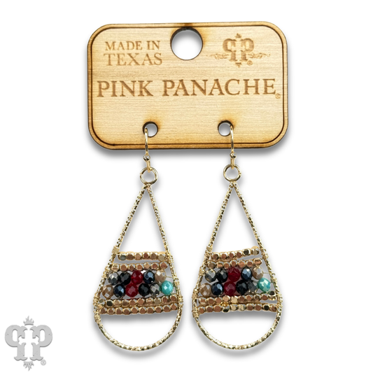 Wire wrapped beads teardrop earring, last call: Multicolor
