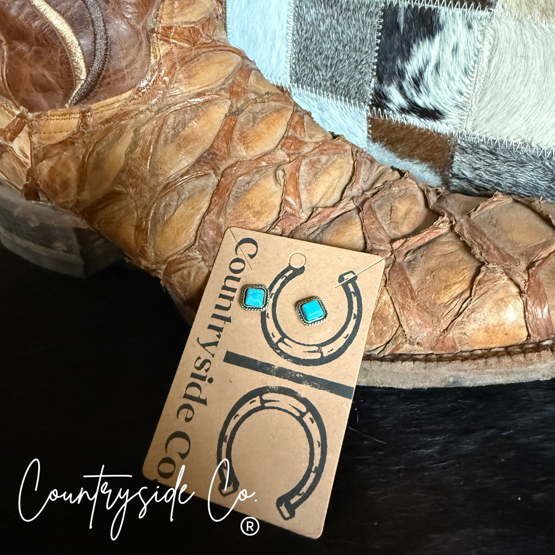 Countryside Co. - Turquoise Square Stud  Earrings