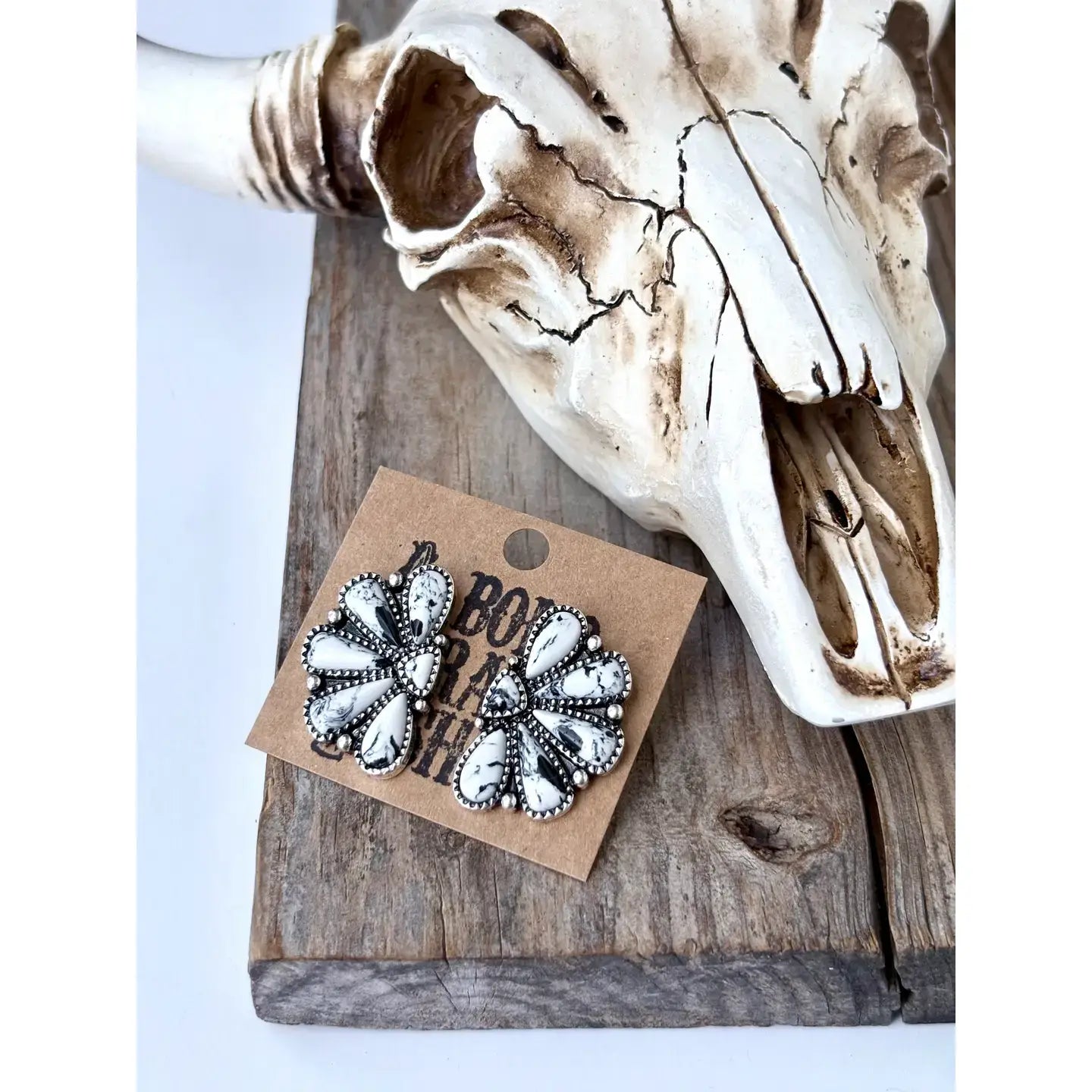 Squash Blossom - Stone Stud Earrings: PINK
