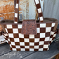 Countryside Co. - The Homestead Cowhide Checkered Tote Carryall: Black