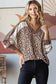 7th Ray - Animal Print V Neck Pullover Top T5777: Chestnut / L