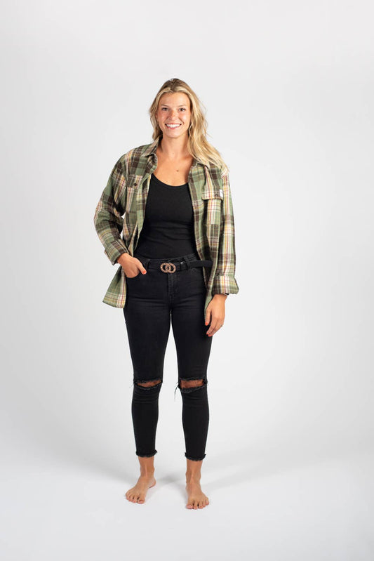 Sage Green Plaid Flannel Shacket