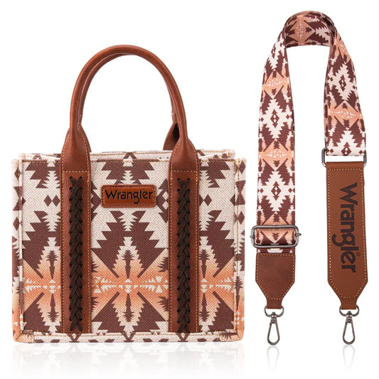 Wrangler Southwestern Dual Sided Print Small Canvas Tote/Crossbody