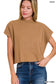 Viscose Mock Neck Short Sleeve Boxy Sweater