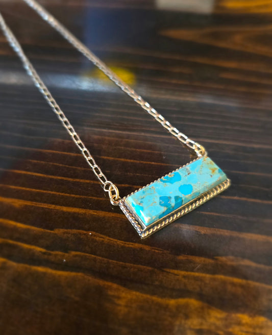 Brass Turquoise Bar Necklace - B331