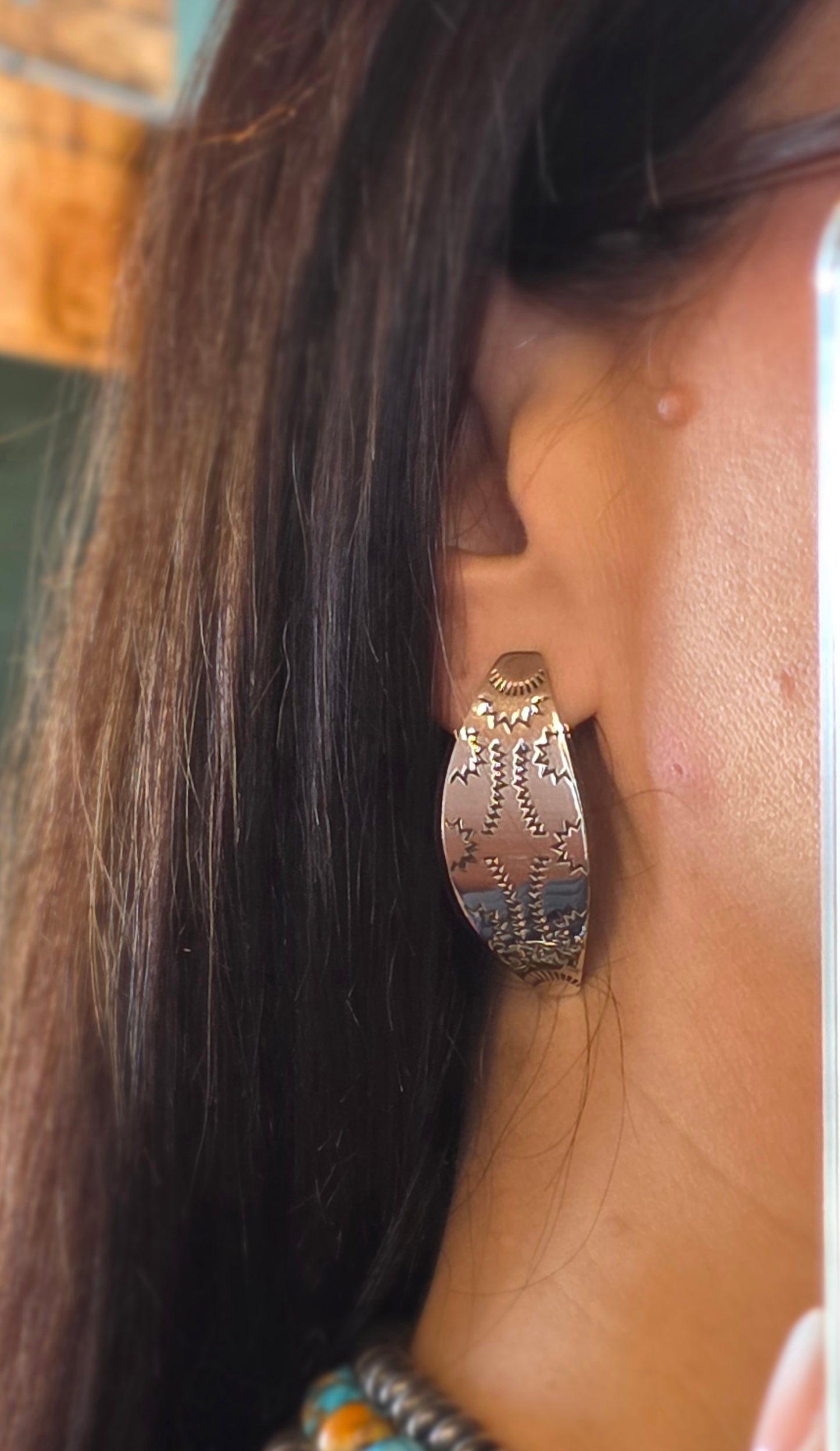Tapered Etched Stamped Earrings - T71107