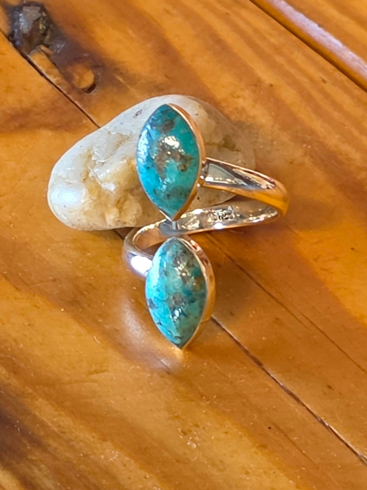 Turquoise Double Diamond Adjustable Ring - T5317