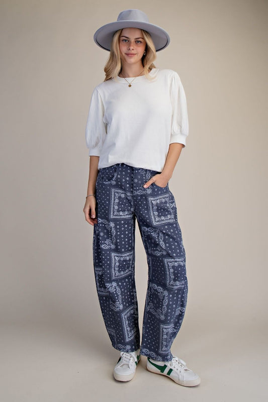 Bandana Washed Barrel Jeans