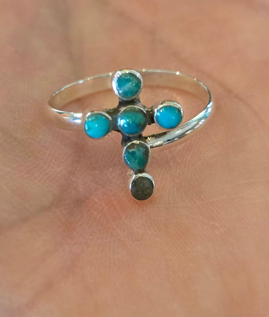 Turq Cross Adjustable Ring