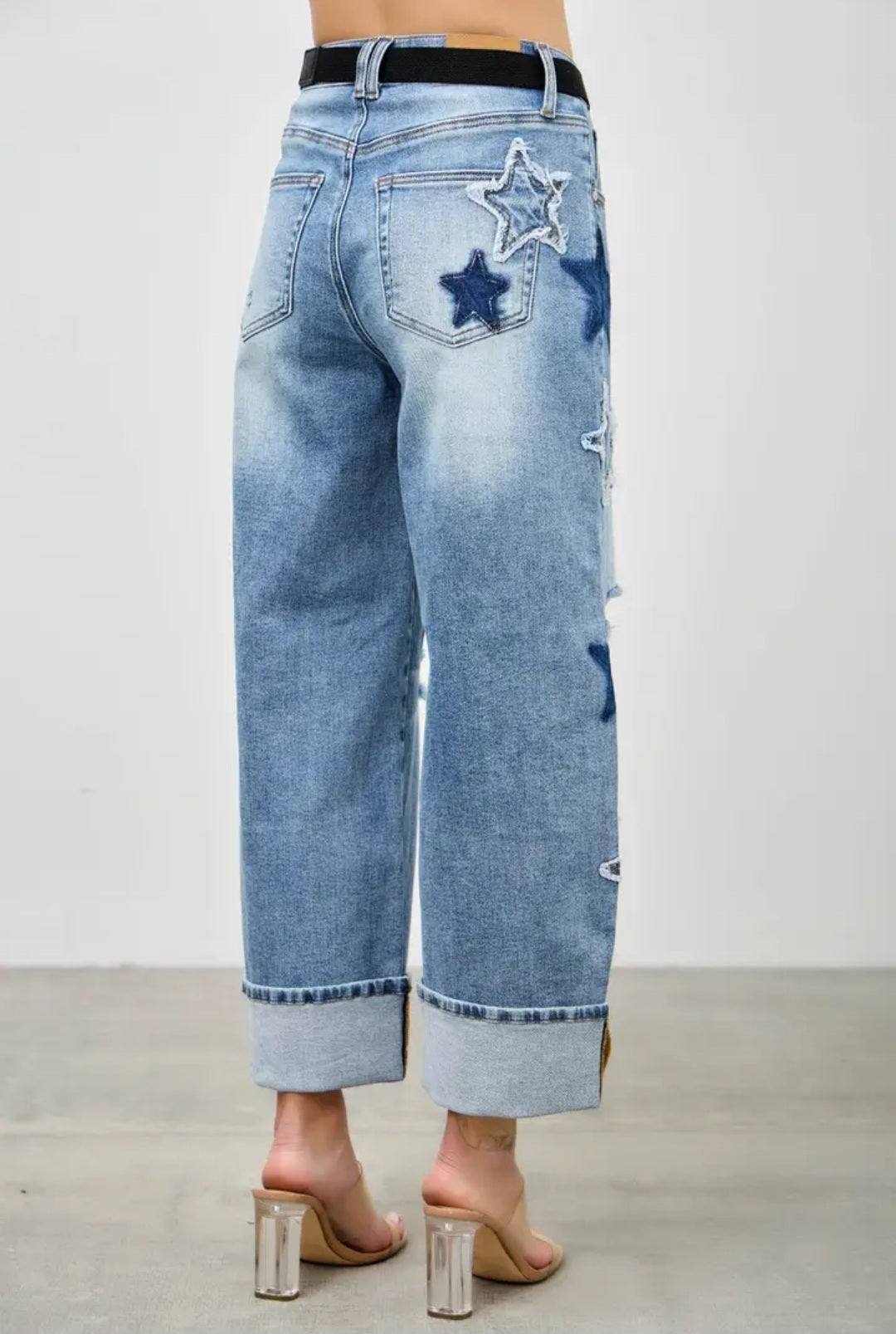 Star Print Barrel Saige Jeans