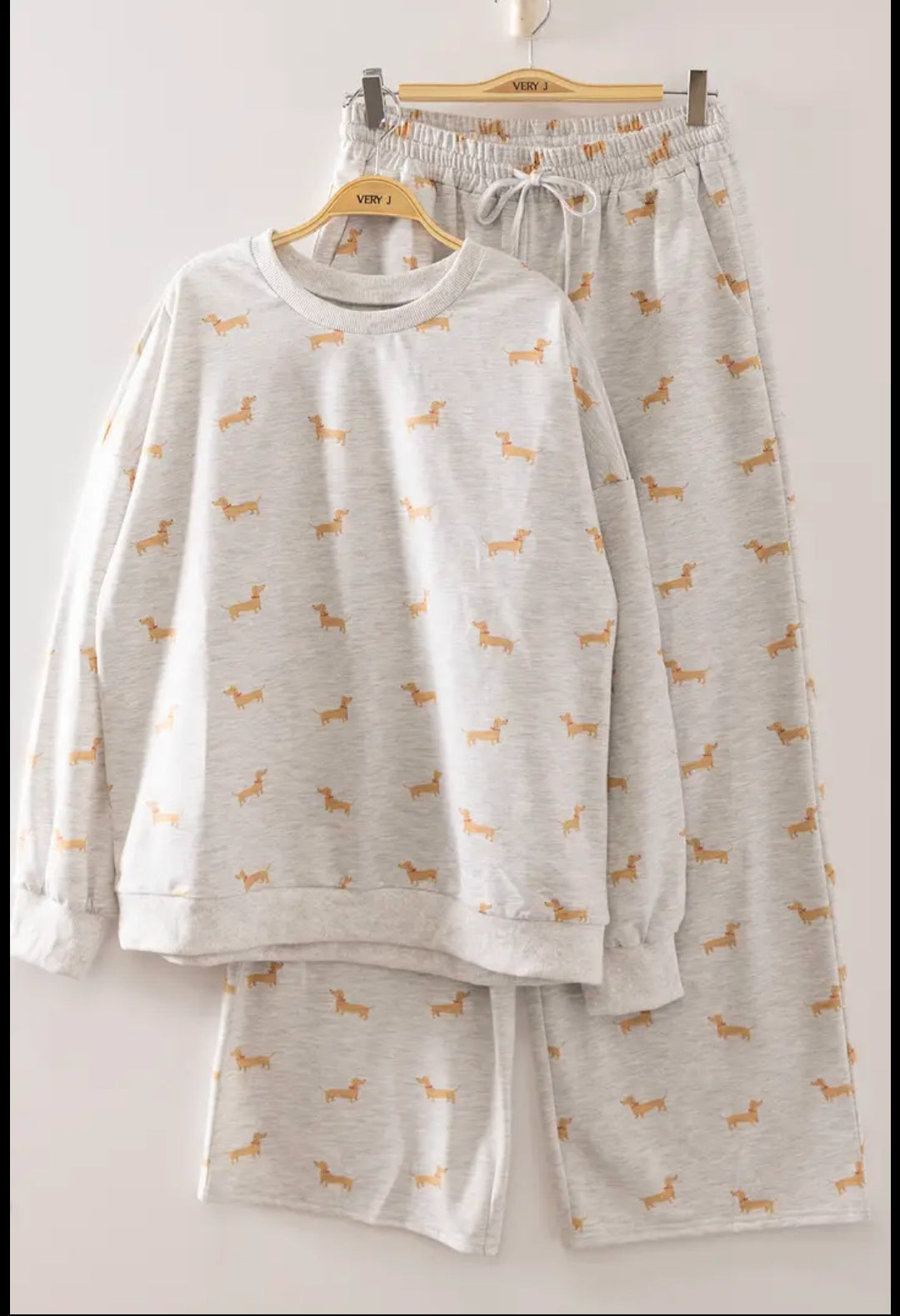 Dachshund Sweatshirt + Wide Leg Pant Set