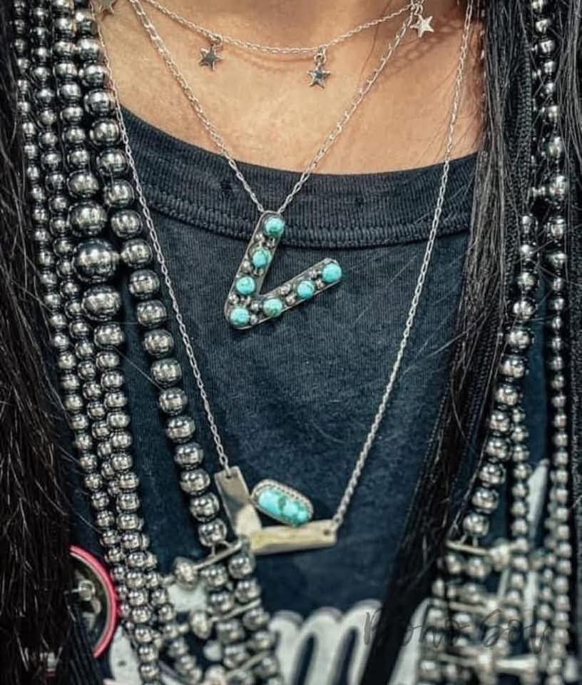 PRE-ORDER Turquoise Initial Necklace