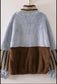 Blue Color Block Sherpa Pullover