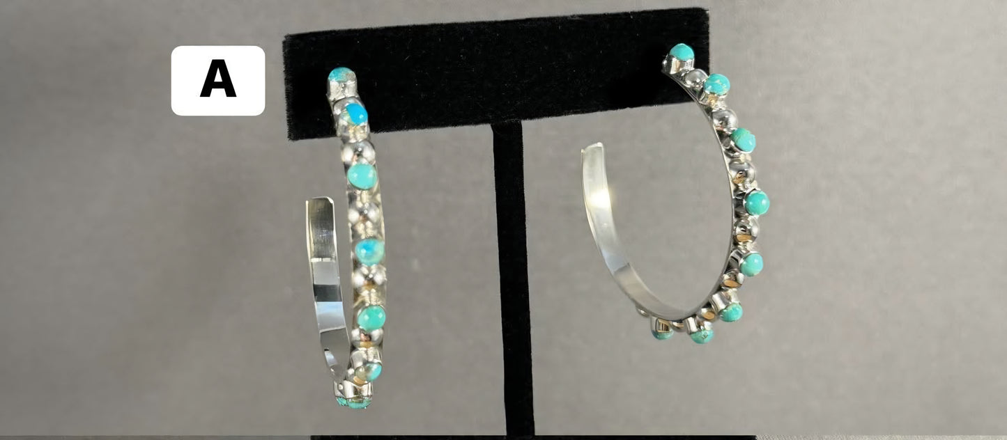 2" Turquoise Hoops - T129