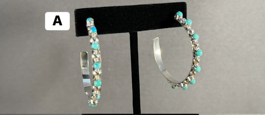 2" Turquoise Hoops - T129