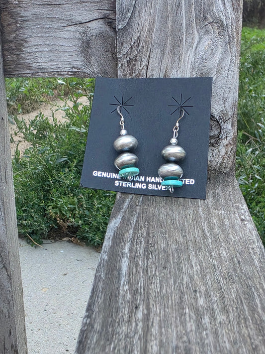 Native American Turquoise Navajo Pearls Lariat Necklace + Earrings