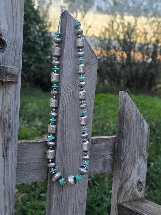 Native American Navajo Pearl Necklace + Earrings