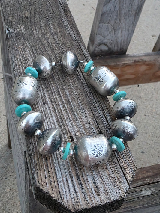 Native American Turquoise Navajo Pearl Stretch Bracelet