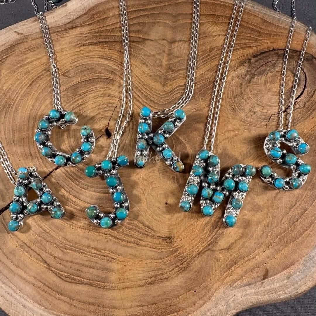 PRE-ORDER Turquoise Initial Necklace