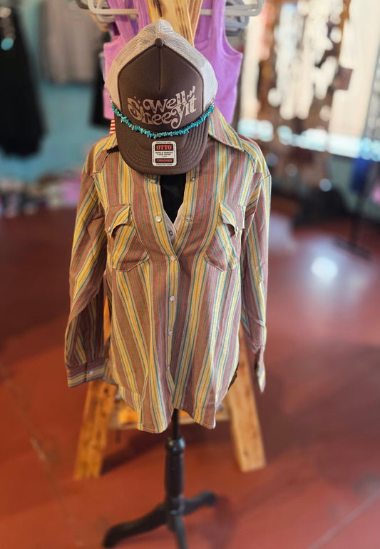 Olive Vintage Strip Top