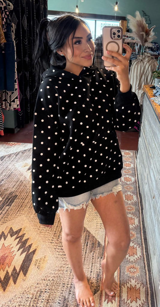Polka Dot Hoodie Black/White