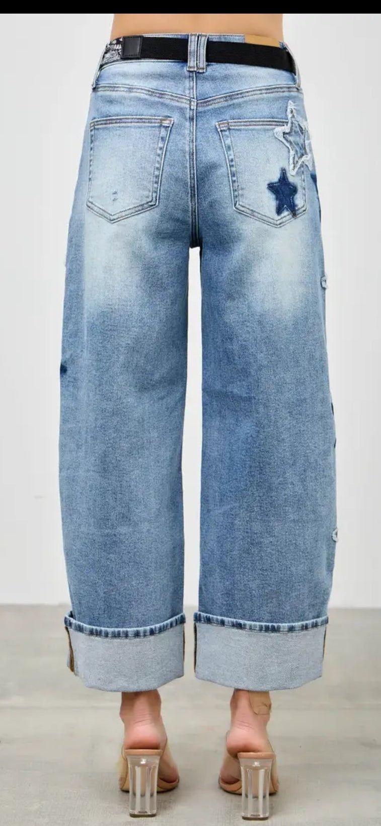 Star Print Barrel Saige Jeans