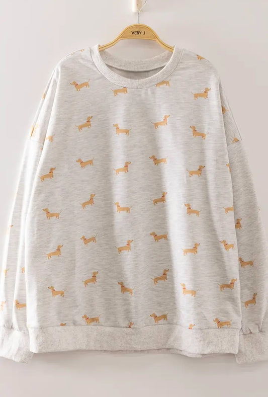 Dachshund Sweatshirt + Wide Leg Pant Set