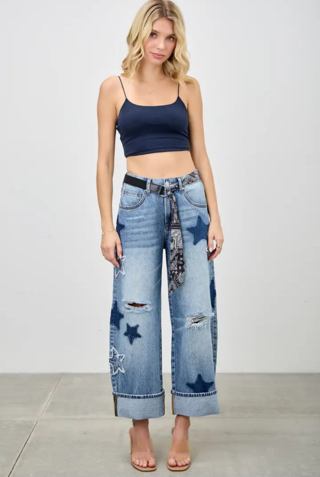Star Print Barrel Saige Jeans