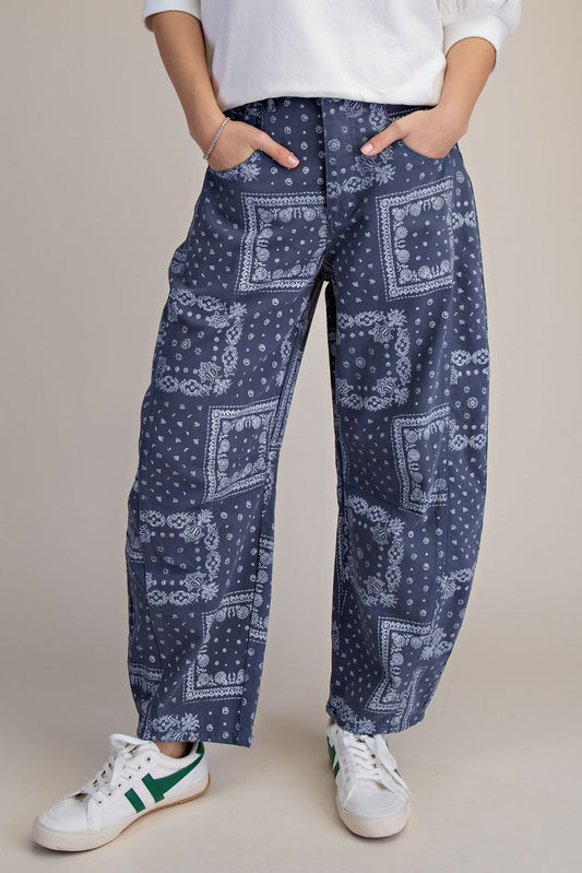Bandana Washed Barrel Jeans