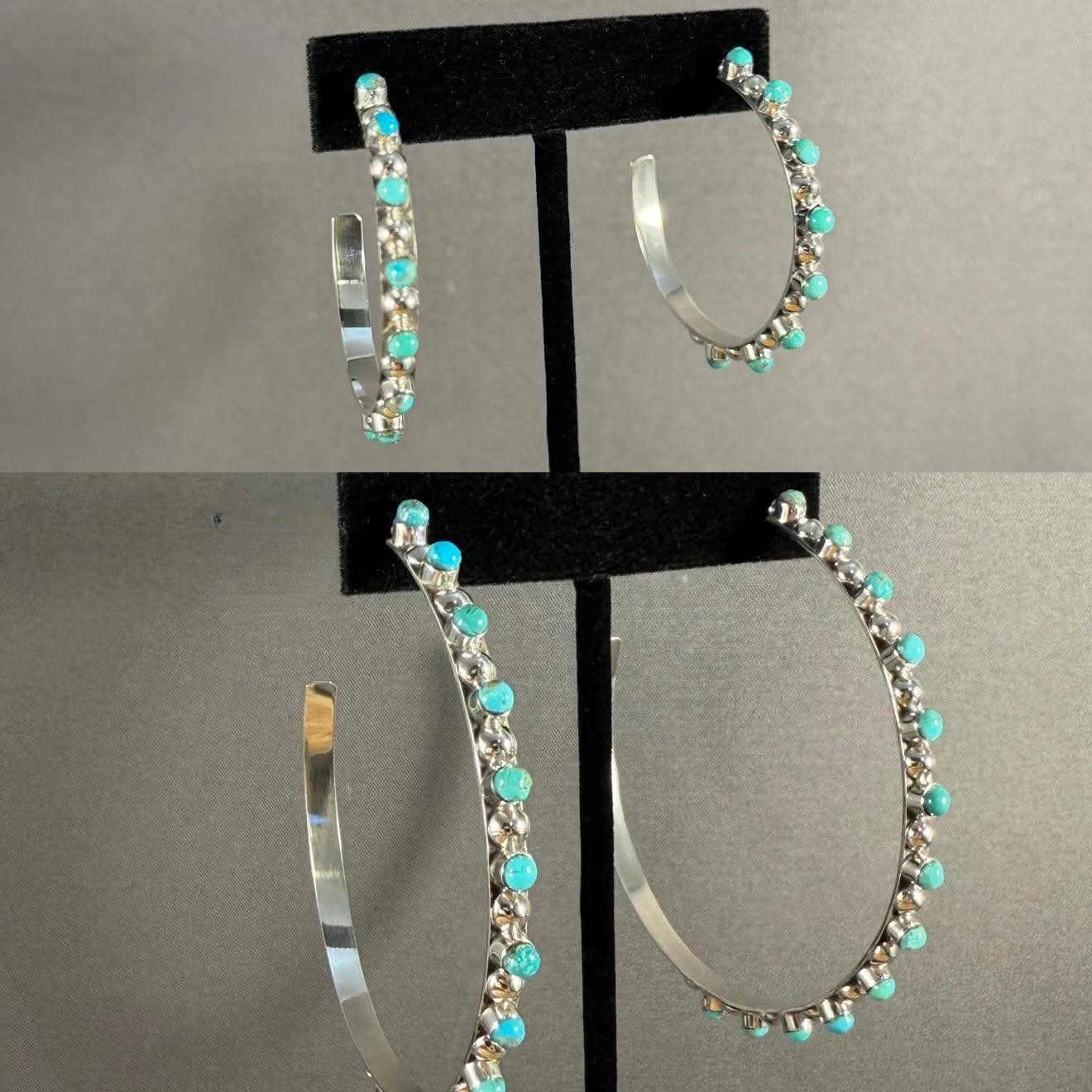 2" Turquoise Hoops - T129