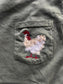 Mother Clucker Embroidered Fuzzy Chicken Pocket Comfort Color Tee