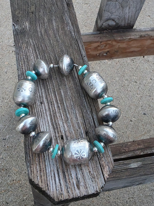 Native American Turquoise Navajo Pearl Stretch Bracelet