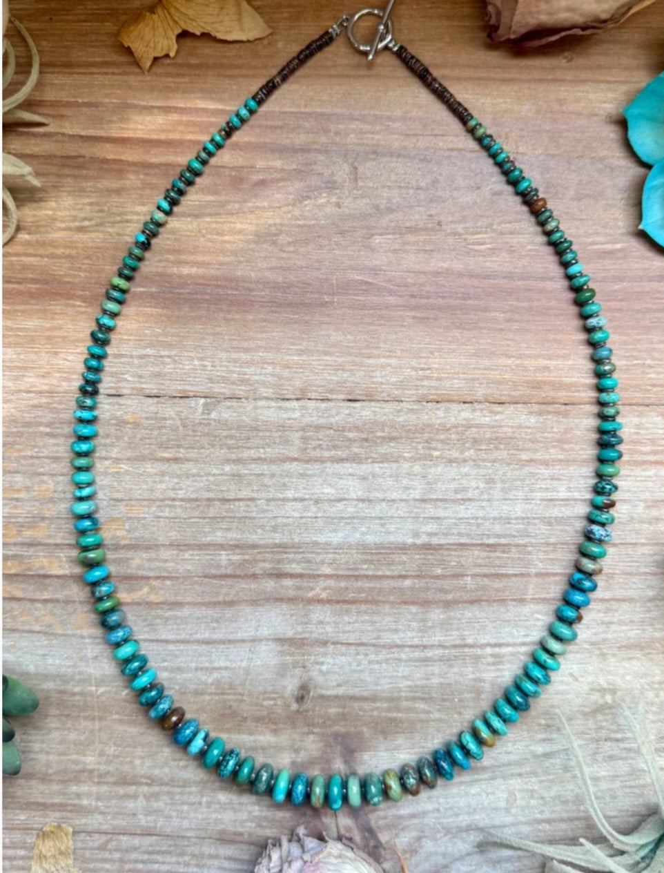 Graduated Turquoise + Brown Shell 23”  NEC-TUR-044-RON