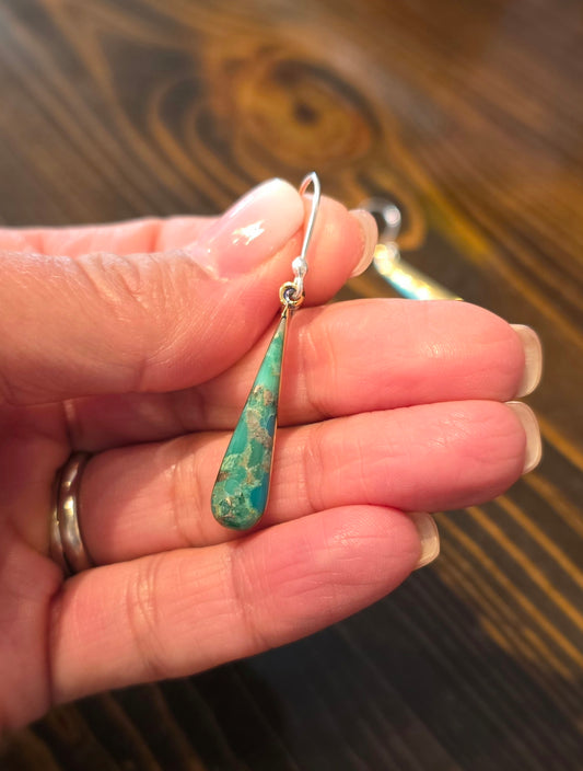 Brass Turquoise Teardrop  Earrings - B1248