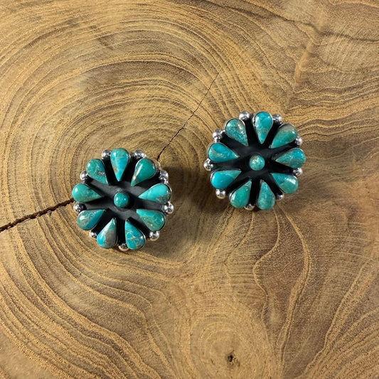 Turquoise Circle Cluster Earrings - T190