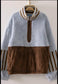 Blue Color Block Sherpa Pullover