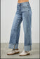 Cuffed Saige Wide Leg Denim