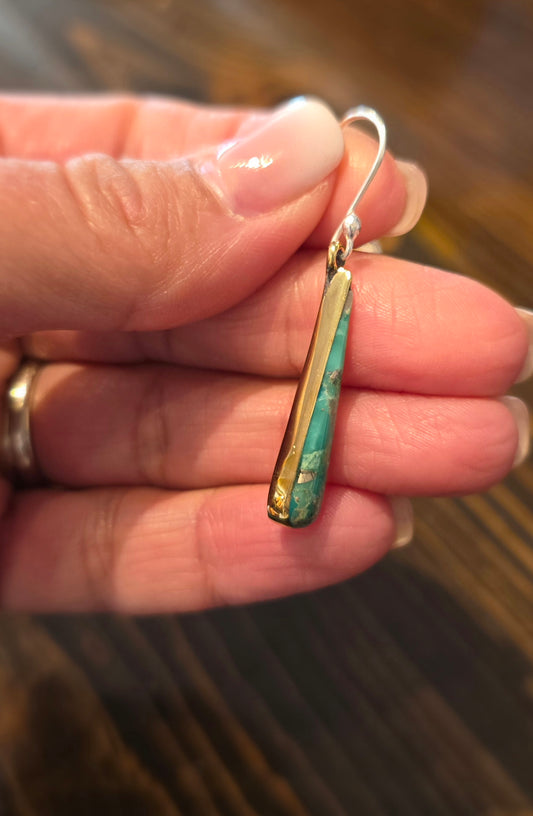 Brass Turquoise Teardrop Earrings - B1248