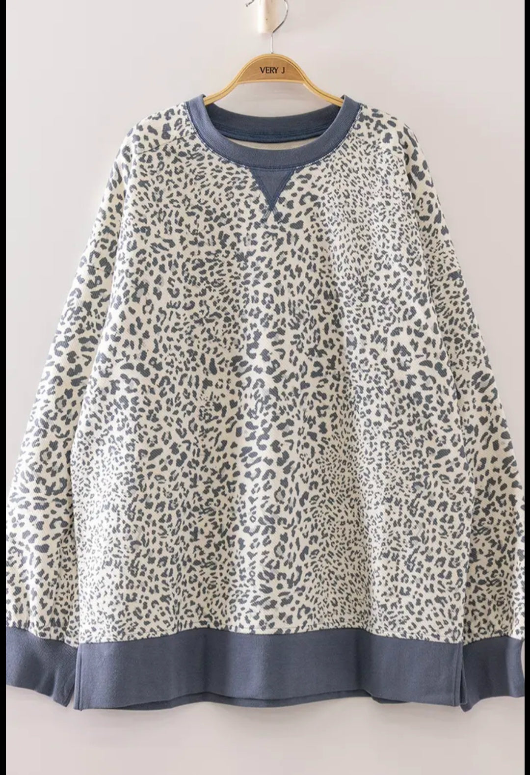 Denim Leopard Vintage Pullover