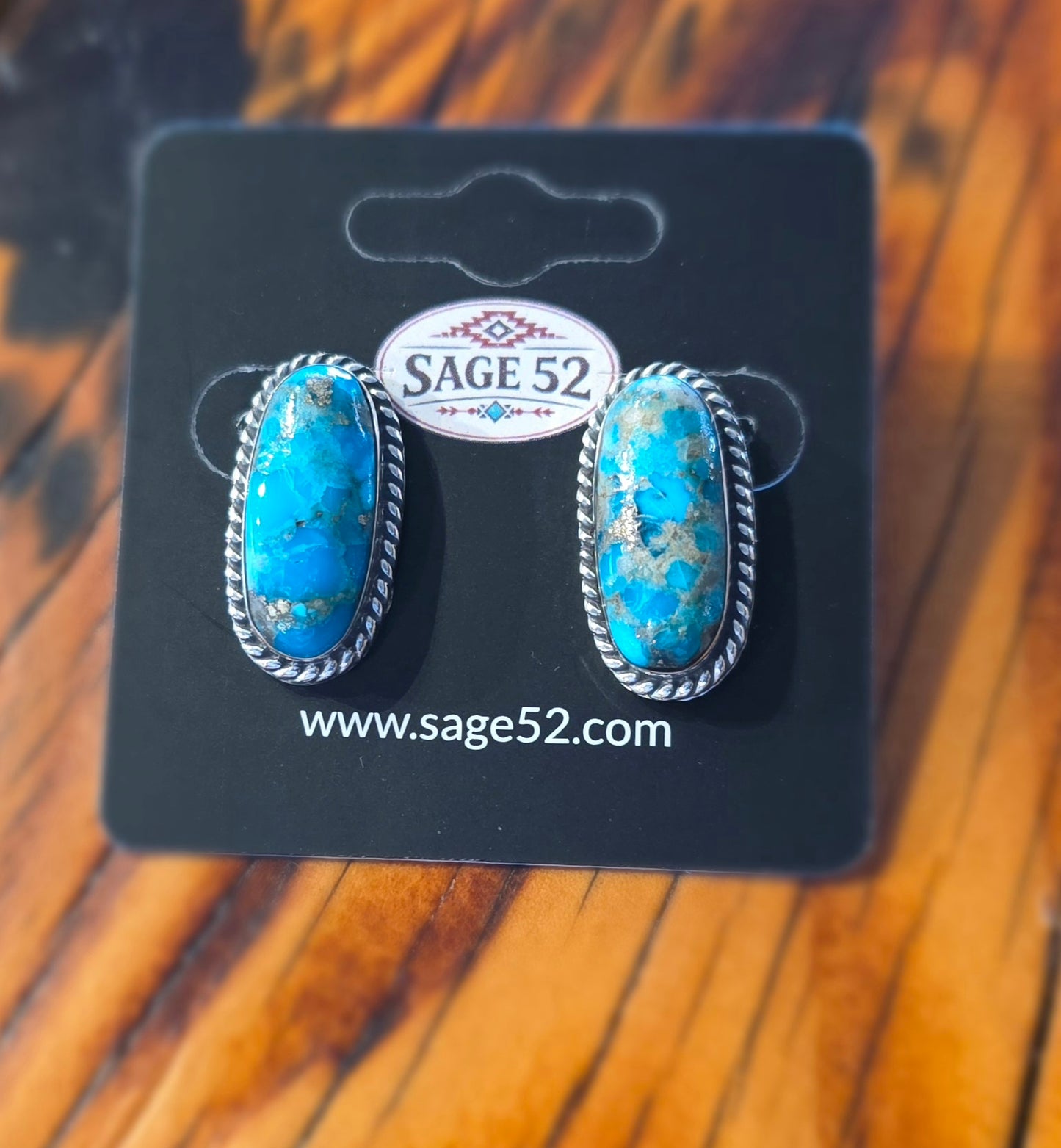 Sterling Turquoise Oval Stud Earrings - 89133