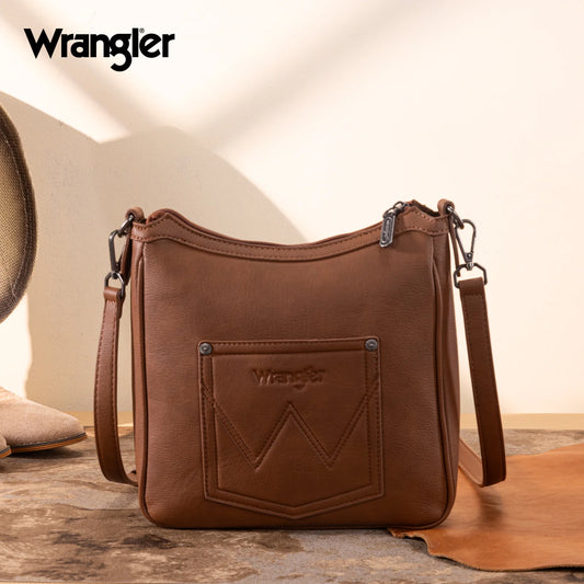 Wrangler Sherpa Aztec Canvas Crossbody - Brown