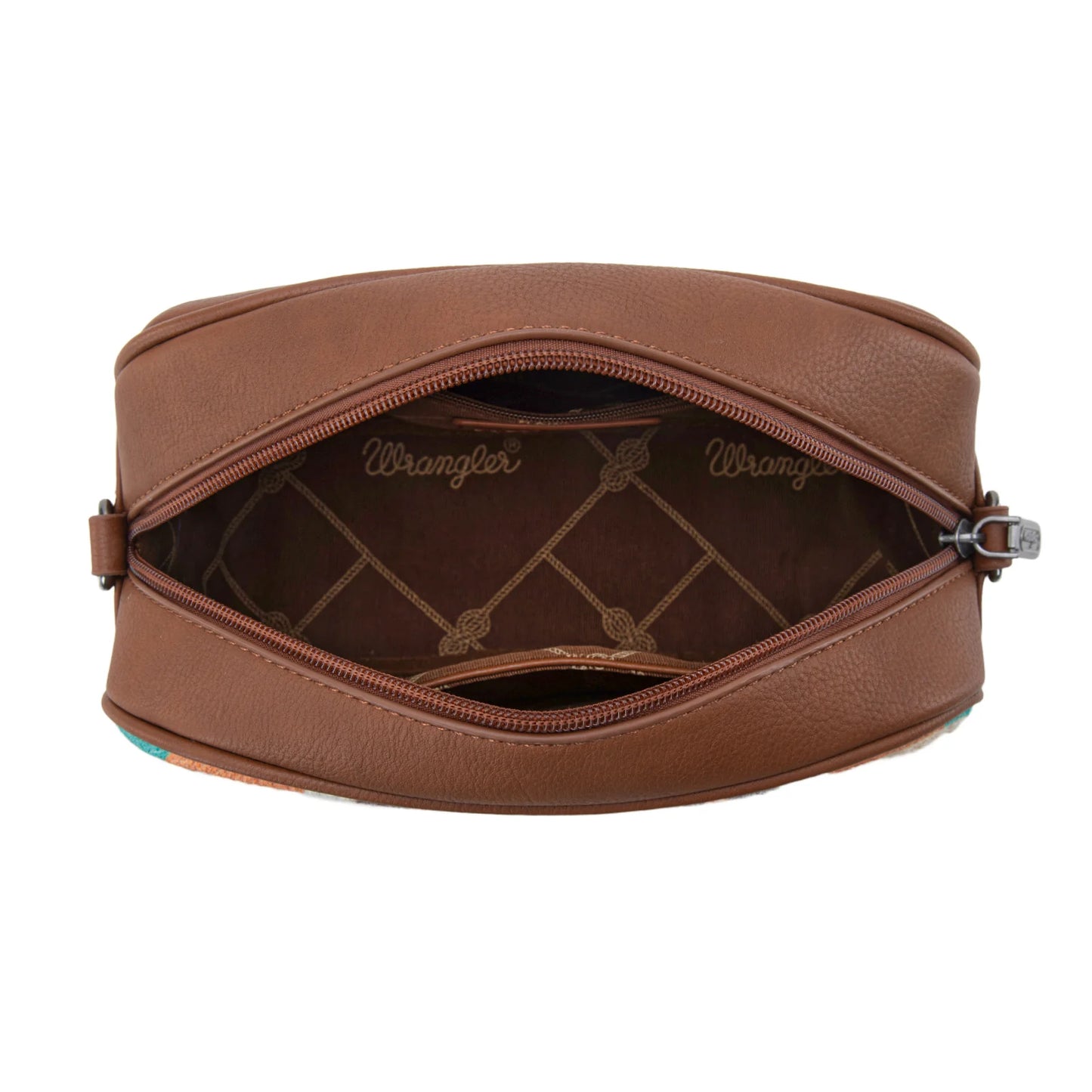 Wrangler Sherpa Aztec Canvas Crossbody - Brown