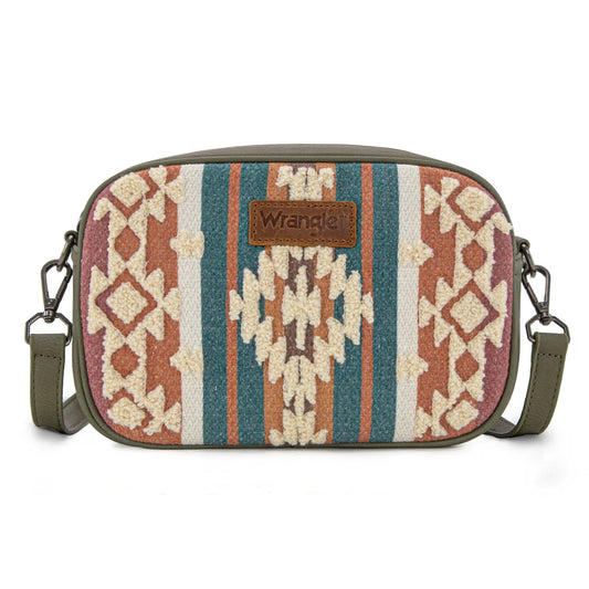 Wrangler Sherpa Aztec Canvas Crossbody - Green $39.99